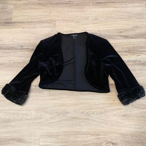 Vintage Y2K Mcbling 90s velvet fur cuff cropped cover up shawl jacket